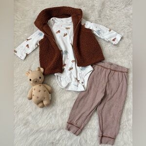 Gender Neutral Safari Print 3 Piece Baby Set